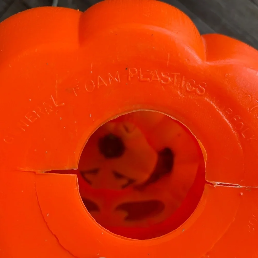 Vintage General Foam Plastics Pumpkin Blow Mold Orange Stacked Jack-O-Lantern